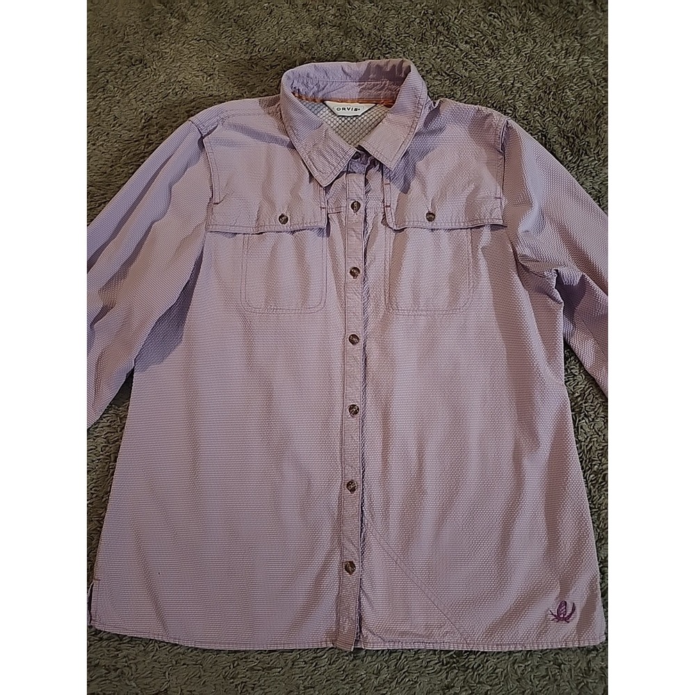 Orvis Open Air Casting Shirt Womens Lavender Textured Vented Long Sleeve Size L